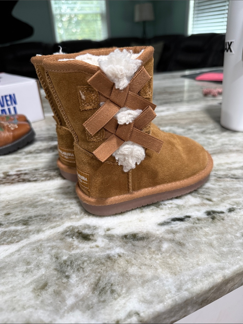 Koolaburra by Ugg Kids Suede Shearling Boots - Chestnut Brown